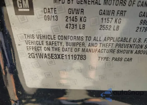 2014 Chevrolet Impala Limited Ls z USA, uszkodzony, nr VIN 2G1WA5E3XE1119783